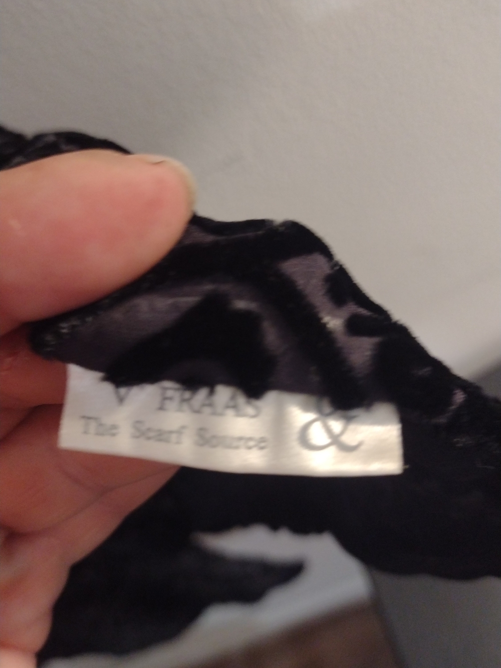 Plush Black Burnout Velvet & Silk Wrap Scarf - Picture 5 of 8